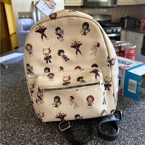Cream Kids Mini Backpack with Cartoon Character Print